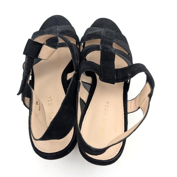 Pelle Moda Kym Platform Wedge Heel Sandal Open Toe Women's Black Size US8M EU39 - Picture 6 of 12